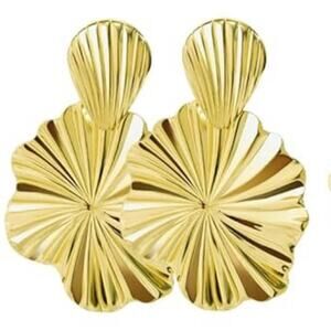 Gold Textured Drop Earrings